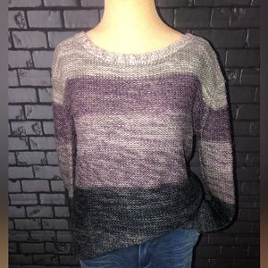 LA HEARTS purple/grey sweater crosscross back **